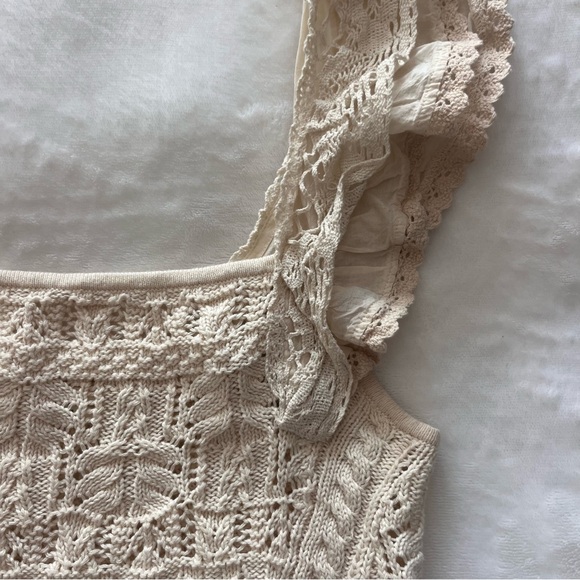 Brand New Anthropologie Cream Knitted Ruffled Crop Tank Top Size Small!! - Picture 4 of 4